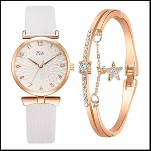 Women Watches Bracelet Set Flowers Ladies Bracelet